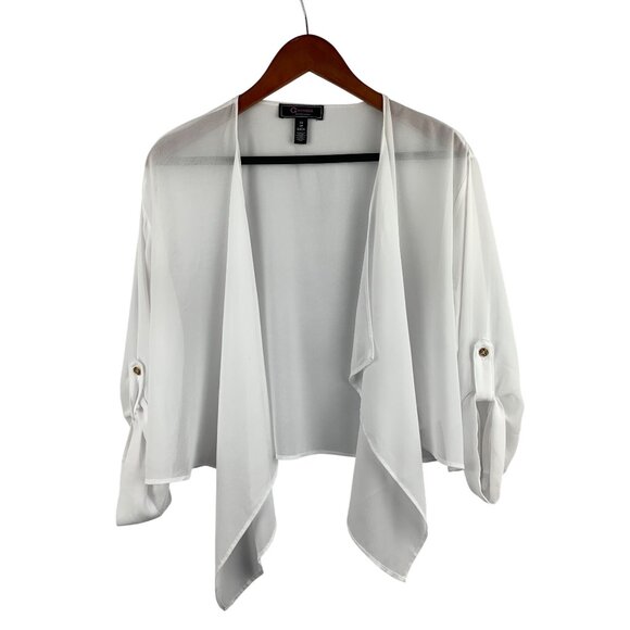 C. Wonder Christian Siriano XS White Sheer Open Front Cardigan With Gold Button - Picture 1 of 7
